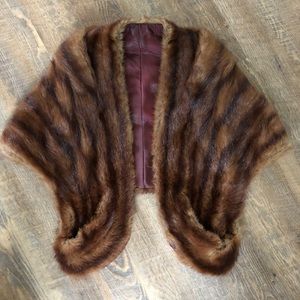 Fur shawl with hand pockets